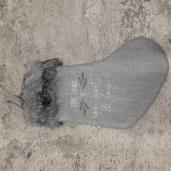 Other - Good Tidings Gray fur vintage Christmas Stocking